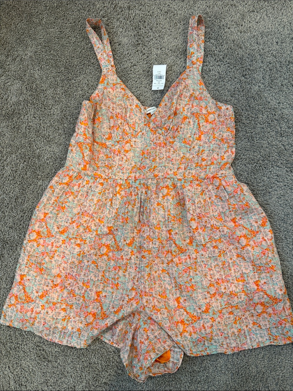 American Eagle Outfitters Orange Pink Floral One-Piece Romper